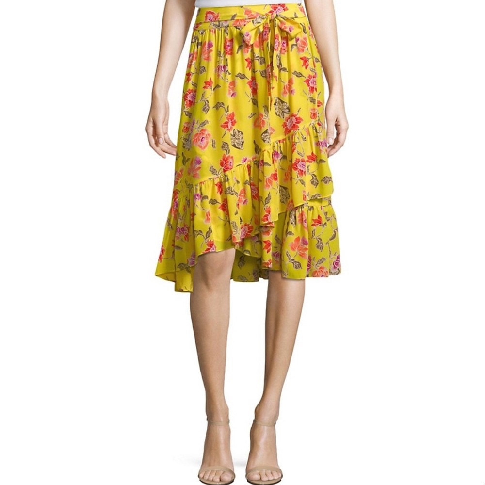 Joie Denisha Floral Silk Wrap Skirt EUC